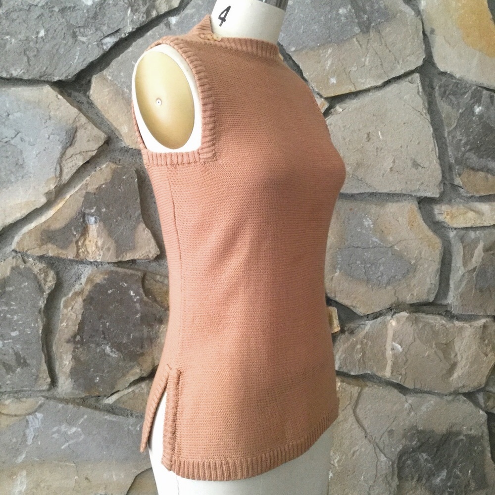 Vintage Knit top in blush pink neutral modern chic style button neck